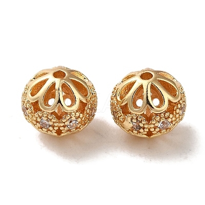 Rack Plating Brass Pave Cubic Zirconia Beads KK-M285-32C-KCG-1