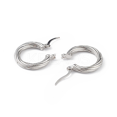 Brass Grooved Ring Hoop Earrings for Women EJEW-L234-087P-1