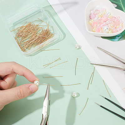 200Pcs 304 Stainless Steel Flat Head Pins STAS-UN0058-92C-G-1