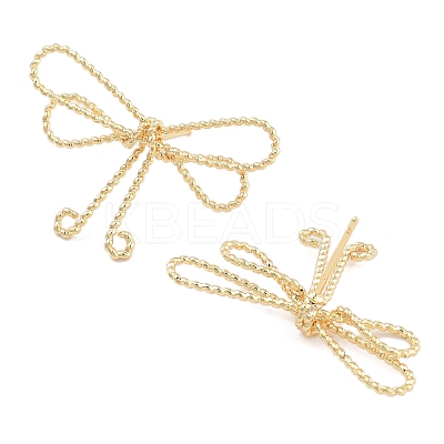 Twisted Bowknot Brass Stud Earrings for Women EJEW-S216-04A-G-1