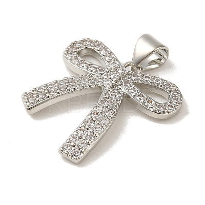 Rack Plating Brass Micro Pave Clear Cubic Zirconia Pendants KK-S366-23P-1