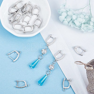 Brass Hoop Earring Findings with Latch Back Closure ZIRC-F052-29P-1