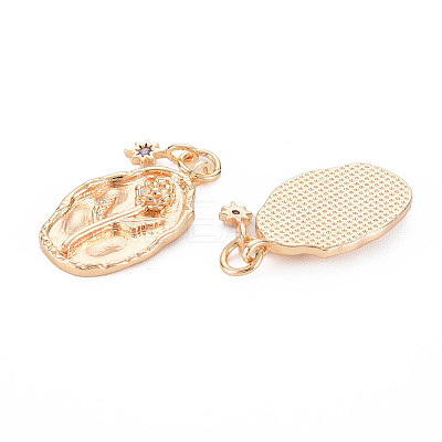 Brass Tanzanite Rhinestone Pendants X-KK-S364-216-1