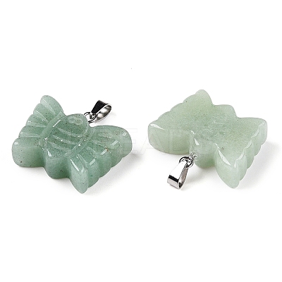 Natural Green Aventurine Carved Butterfly Pendants G-N342-01E-1