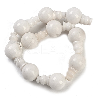 Natural White Jade 3-Hole Guru Beads Strands G-H064-E03-01-1