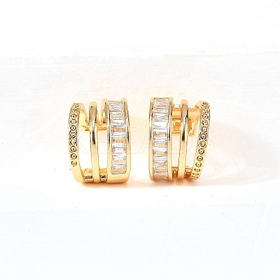 Brass Micro Pave Clear Cubic Zirconia Cuff Earrings EJEW-F370-29G-1
