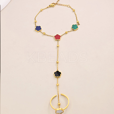 Stainless Steel Link Ring Bracelets WN8938-1