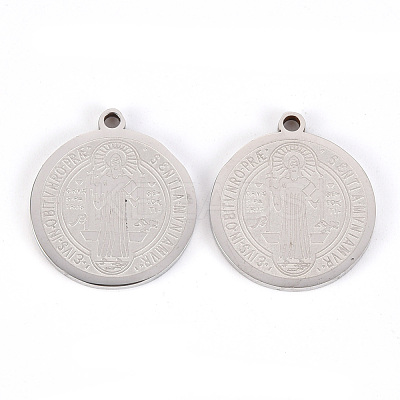 Non-Tarnish 201 Stainless Steel Etched Pendants STAS-Q238-002-1