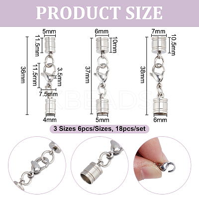 12Pcs 3 Styles Stainless Steel Lobster Claw Clasps STAS-PH0006-85B-1