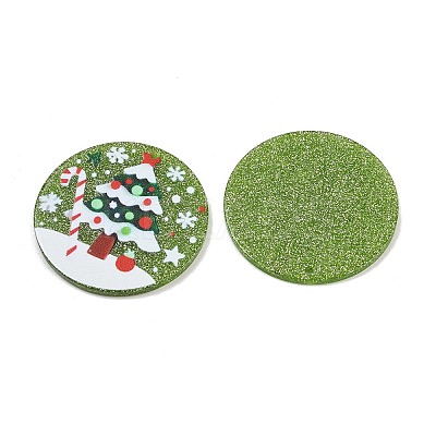 Christmas Themes Opaque Printed Acrylic Pendants OACR-B037-04-1