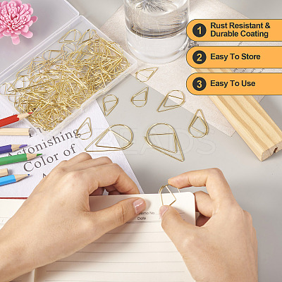 200Pcs 3 Style Carbon Steel Paper Clips FIND-TA0002-18LG-1