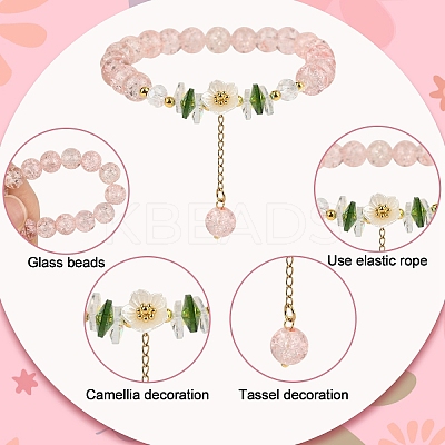 Glass Bead Charm Bracelets BJEW-YW00007-01-1