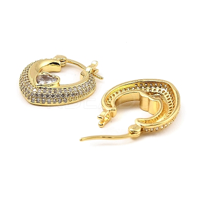 Brass with Cubic Zirconia Hoop Earrings EJEW-K254-05G-1