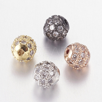 Brass Micro Pave Cubic Zirconia Beads ZIRC-L067-36-NR-1