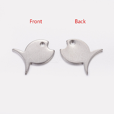 Tarnish Resistant Original Color Blacnk Stamping Tag Fish Charms 304 Stainless Steel Pendants X-STAS-Q053-1