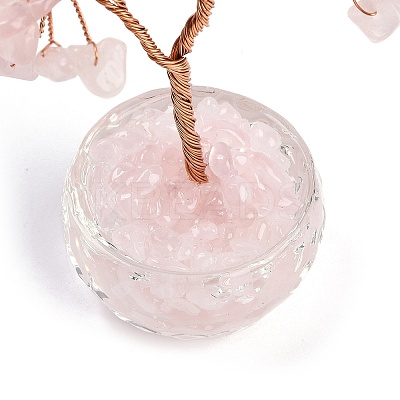 Natural Rose Quartz Chips Tree of Life Decorations DJEW-B013-01F-1