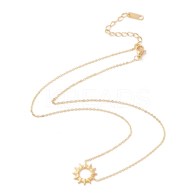 Ion Plating(IP) 304 Stainless Steel Sun Pendant Necklace for Women X-NJEW-F292-05G-1