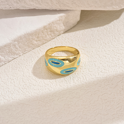 Oversized Brass Enamel Wide Band Chunky Rings for Women Holiday Travel Jewelry TW3756-1-1