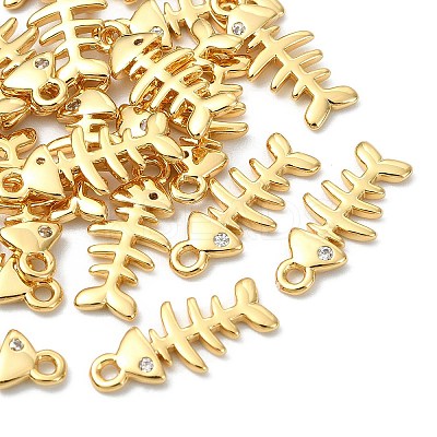 SHEGRACE Brass Micro Pave Cubic Zirconia Fishbone Charms XGR0163G-109G-1