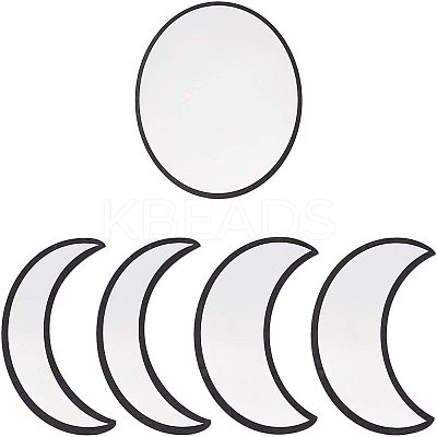 Acrylic Wooden Moon Phase Mirror DIY-WH0167-48B-1
