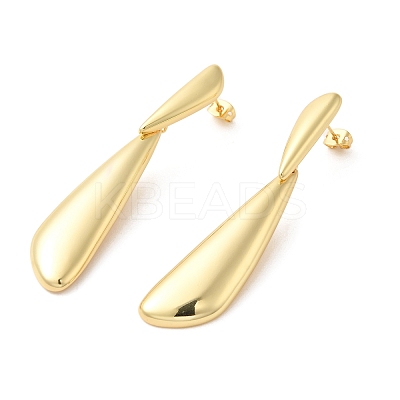 Real 18K Gold Plated Brass Dangle Stud Earrings EJEW-G382-20B-G-1