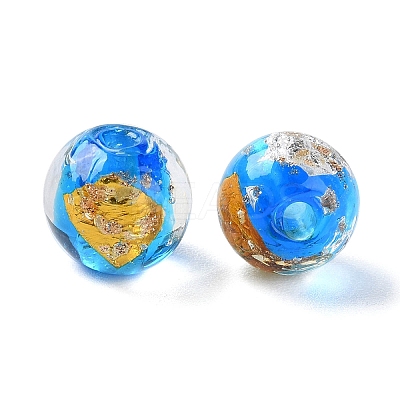 Handmade Gold & Silver Foil Lampwork Beads GLAA-G107-07A-02-1