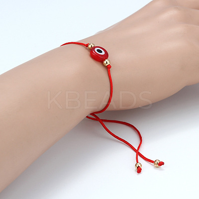 Flat Round with Evil Eye  Braided Bead Bracelets WG2D48B-01-1