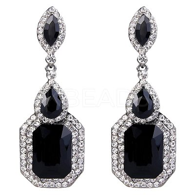 Brass Rhinestone Dangle Stud Earrings FS-WG9D6B6-03-1