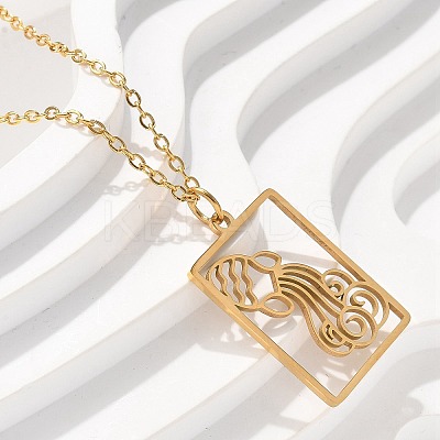 304 Stainless Steel Necklace NJEW-D330-01G-11-1