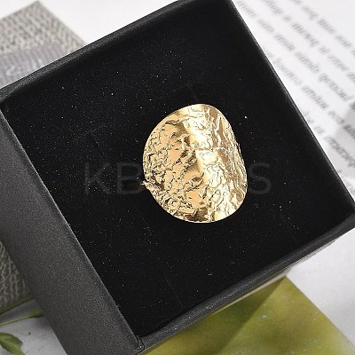 Flat Round 304 Stainless Steel Open Cuff Ring for Women RJEW-M049-01G-02-1