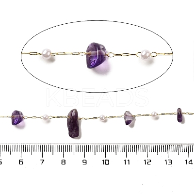Handmade Natural Amethyst Chip Beaded Chains CHC-F020-02G-06-1