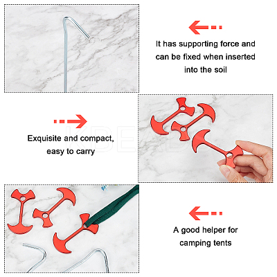 SUPERFINDING 15Pcs Aluminum Alloy Fishbone Tent Stakes Pegs and 10Pcs Iron Camping Tent Pegs FIND-FH0001-66-1