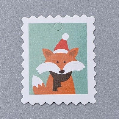 Fox Pattern Christmas Kraft Paper Tags CDIS-E010-02C-1