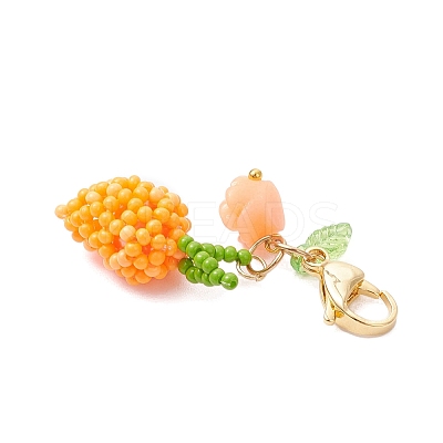 Handmade Glass Seed Beads Mango Pendnat Decorations HJEW-MZ00348-01-1