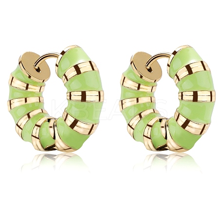 Enamel Striped Thick Hoop Earrings JE1110D-1
