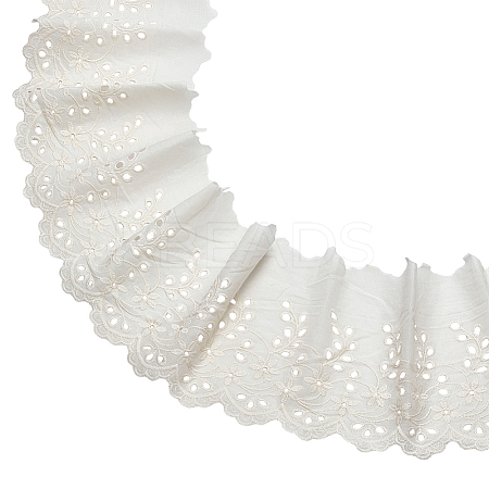 5 Yards Cotton Embroidery Flower Wavy Edged Lace Ribbons OCOR-FG0002-85B-1