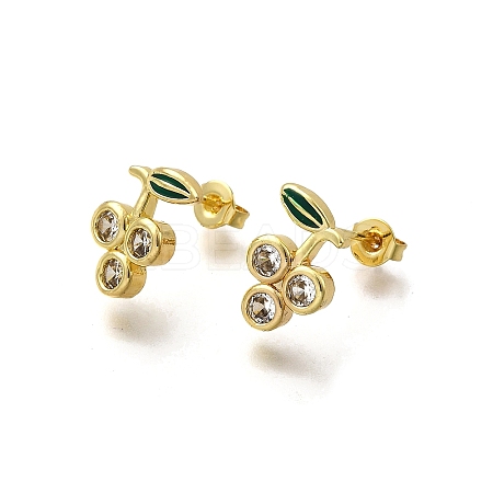 Brass Brass Micro Pave Cubic Zirconia Stud Earrings EJEW-F383-02G-02-1