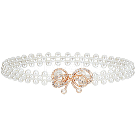 1Pc Acrylic Pearl Braided Stretch Chain Belts AJEW-CP0008-12B-1