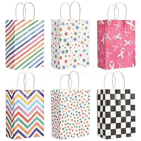 12Pcs 6 Colors Print Paper Packing Tote Bags CARB-FS0001-05-1