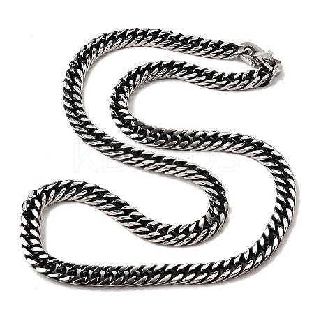 304 Stainless Steel Cuban Link Chain Necklace NJEW-P288-01B-AS-1-1