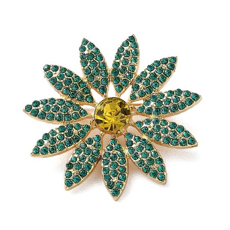 Flower Rhinestone Brooch JEWB-G040-08G-02-1