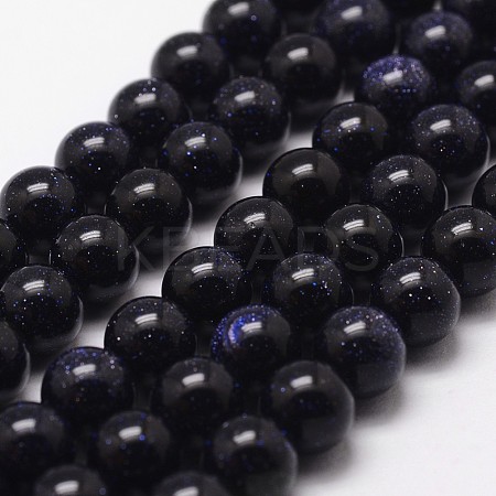 Synthetic Blue Goldstone Beads Strands G-D840-81-8mm-1