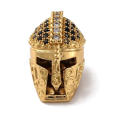 Helmet Shape Rack Plating Brass with Cubic Zirconia Beads KK-S406-15C-1