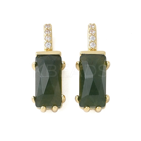 Brass Micro Pave Cubic Zirconia and Natural Moss Agate Pendants KK-F892-45G-02-1