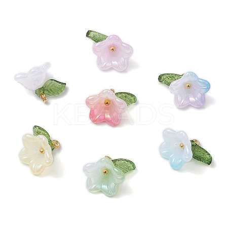 Acrylic Flower Charms PALLOY-TA00250-1