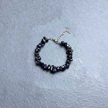 Synthetic Blue Goldstone Chip Beaded Bracelets for Women IW6789-18-1