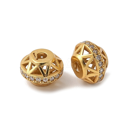 Matte Gold Color 925 Sterling Silver Micro Pave Cubic Zirconia Beads STER-R014-14G-1