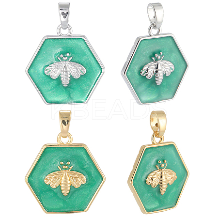 6Pcs 2 Colors Brass Pendants KK-BBC0021-45-1