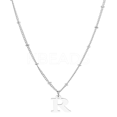 1Pc Brass Chain & 304 Stainless Steel Letter Pendant Necklaces NJEW-LP0001-35R-P-1