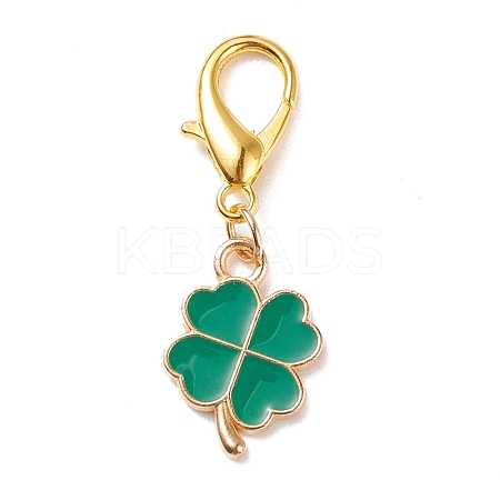 Alloy Enamel Clover Pendant Decorations HJEW-JM00661-04-1